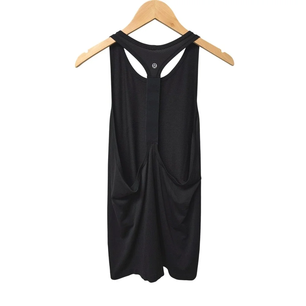 Lululemon Swiftly Tech T-Back Tank Top Womens 12 Black Racerback Running Gym EUC